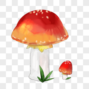 水彩红蘑菇图片