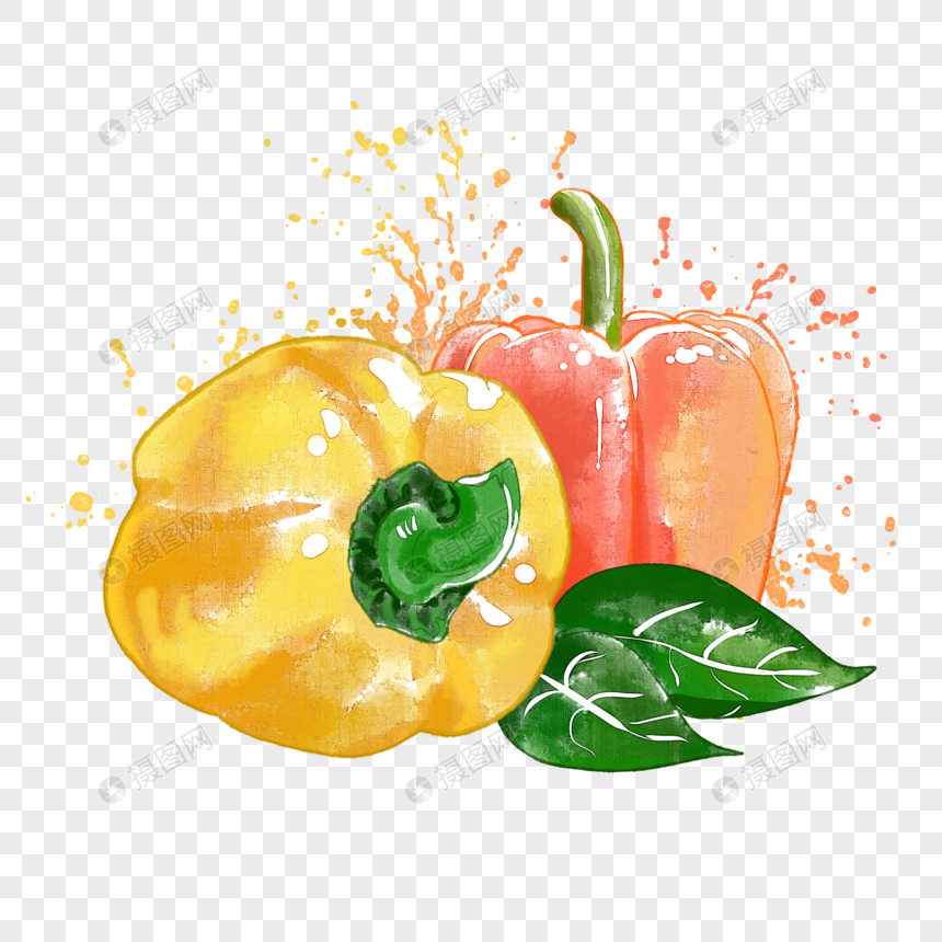 甜椒水彩图片