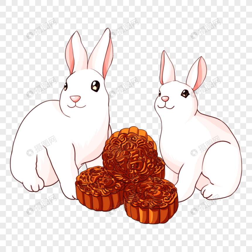 玉兔和月饼图片