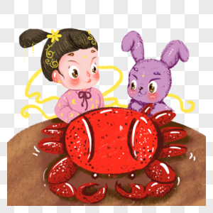 中秋吃螃蟹吃月饼仙子高清图片
