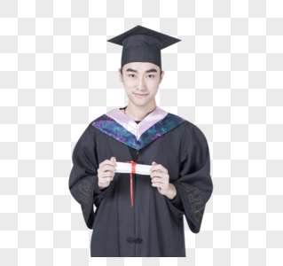 拿着毕业证书的毕业大学生人物高清图片素材