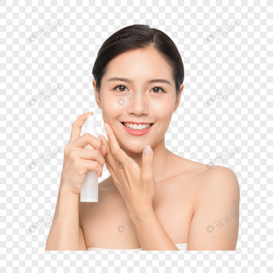 女性手拿喷雾保湿护肤图片
