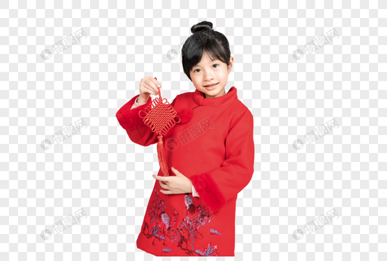 拿中国结的小女孩图片