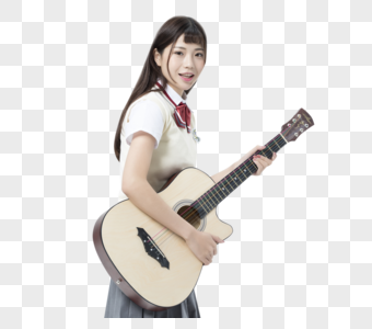 拿着吉他的女学生图片