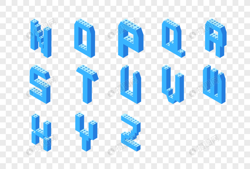 nz英文字母乐高积木风