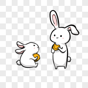 两只小兔子吃月饼图片