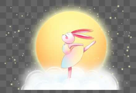 月亮上跳舞的小白兔图片
