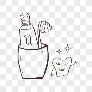 手绘牙齿和牙膏素材