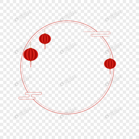 春节红色线条边框简洁图片