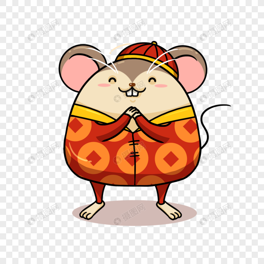 新年拜年作揖的老鼠