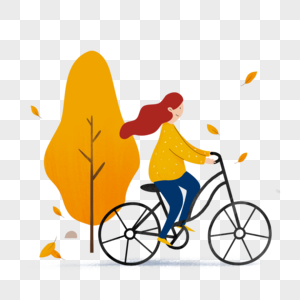 骑自行车去秋游高清图片