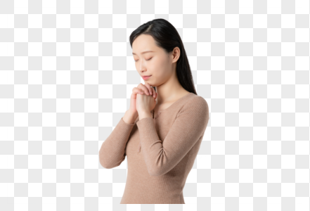 女性祈祷许愿图片