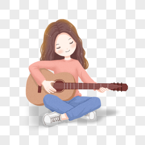 专注弹吉他的女孩图片