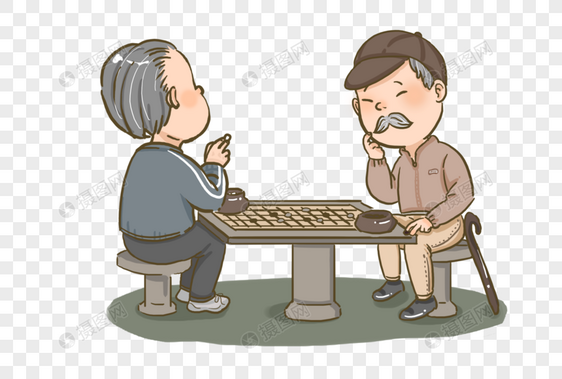 老人公园下棋图片