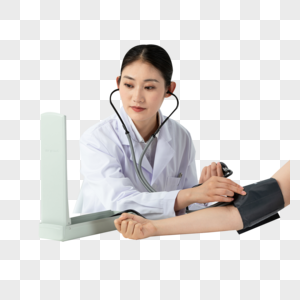 女性医生给患者量血压图片