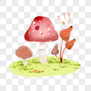 秋日水彩卡通蘑菇图片