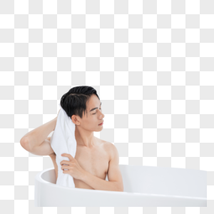 年轻男性泡澡图片