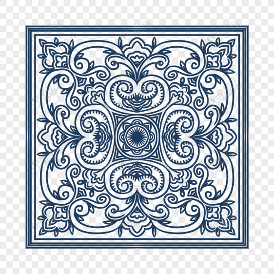 方形青花瓷纹样图片