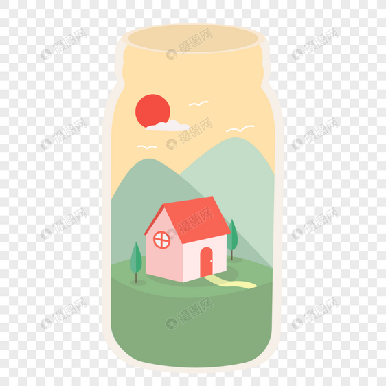 玻璃瓶中的家图片