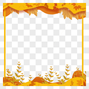 秋天黄叶多层边框图片