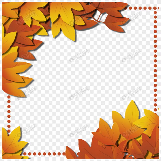 秋天堆积的枫叶边框图片