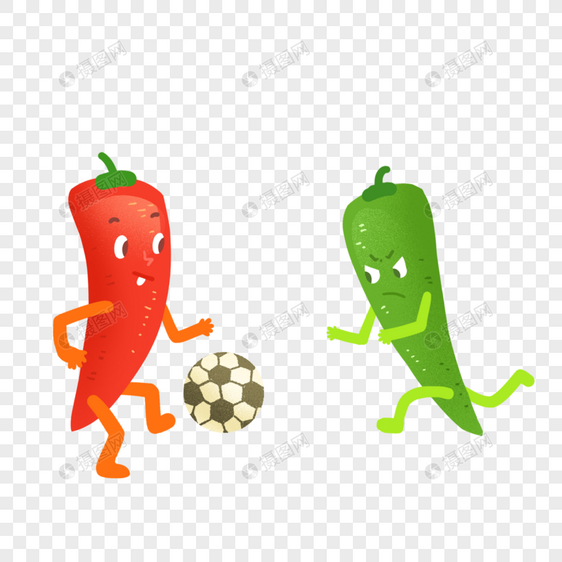 创意蔬菜踢足球的辣椒图片