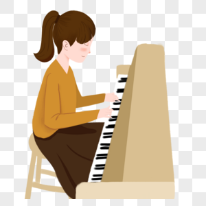 音乐老师棕色裙子马尾辫图片素材