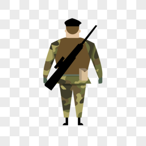 士兵背影插画图片素材
