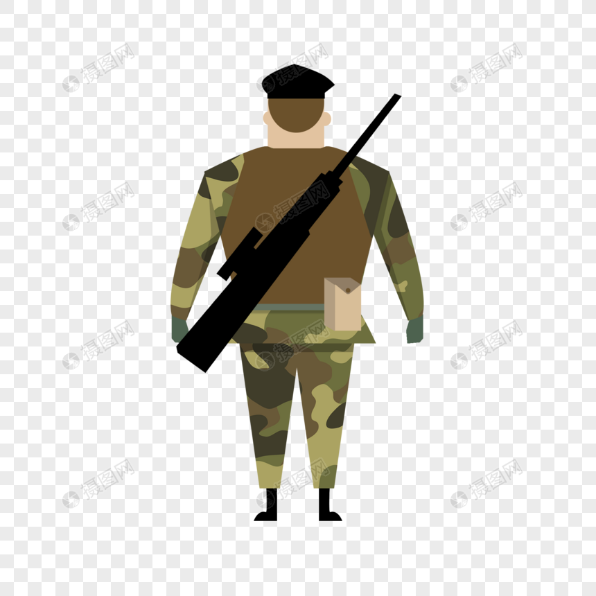 士兵背影插画