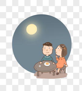 中秋节赏月吃月饼图片