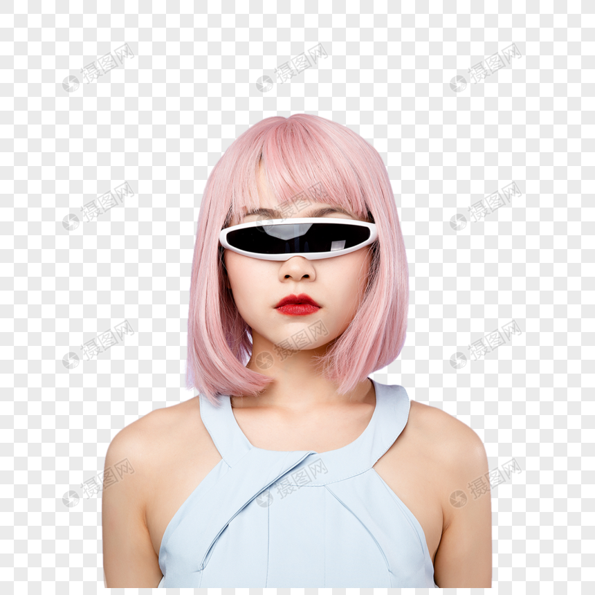 美女带VR眼镜图片