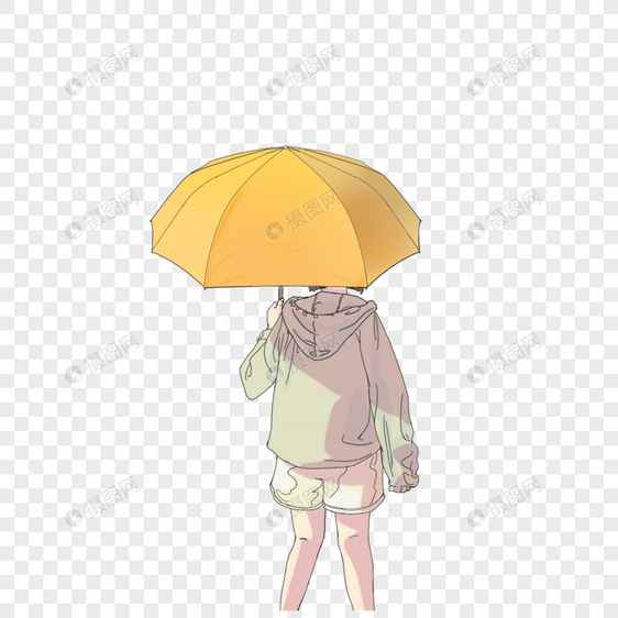 打伞的少女背影图片