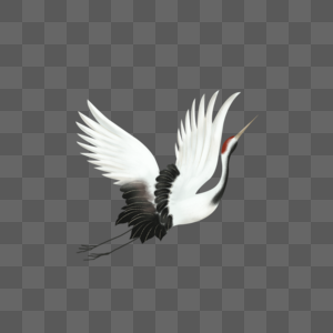 手绘白鹤飞翔的仙鹤素材