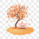 秋天枫树风景插画图片