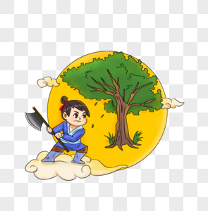 中秋节吴刚伐桂图片素材