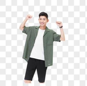男青年创意加油手势图片素材