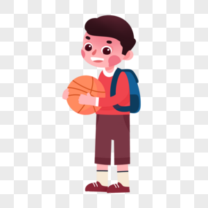 抱篮球学生图片
