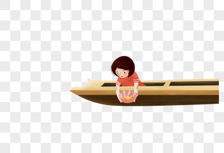 坐船放河灯的女孩高清图片