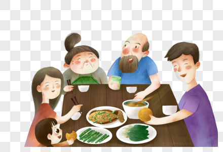 中秋聚餐的一家人图片