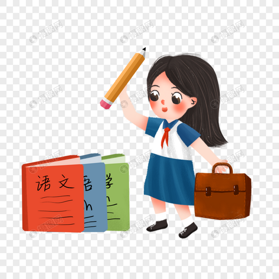 上学的女孩图片