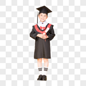儿童学生穿学士服拍毕业照高清图片