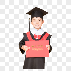 儿童学生穿学士服拍毕业照图片