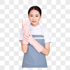 保洁服务人员戴手套图片