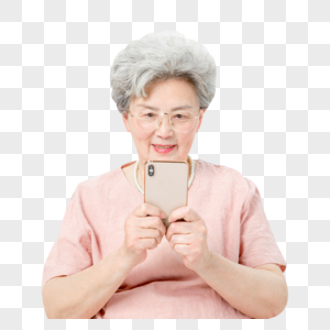 老人玩手机图片