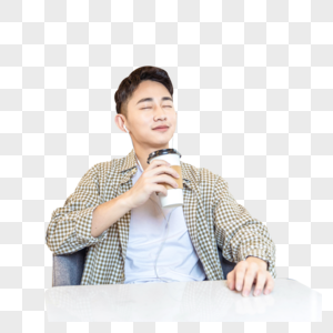 青年男性喝咖啡图片