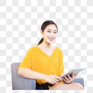 青年女性平板电脑办公图片