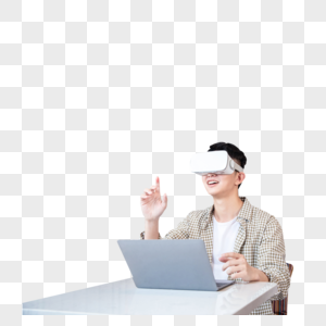办公室男性玩VR图片