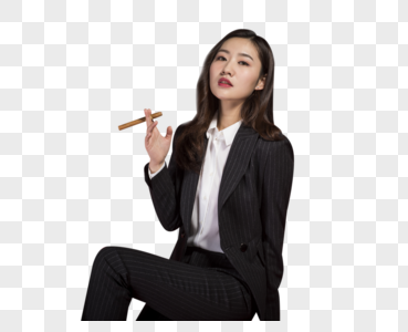职业女性抽雪茄图片