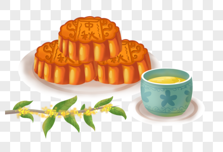 中秋节的月饼和桂花茶图片