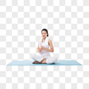 瑜伽女性休息喝水图片